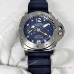 Copy Panerai GMT PAM719 Luminor Submersible Titanium 47mm Blue Dial Watch